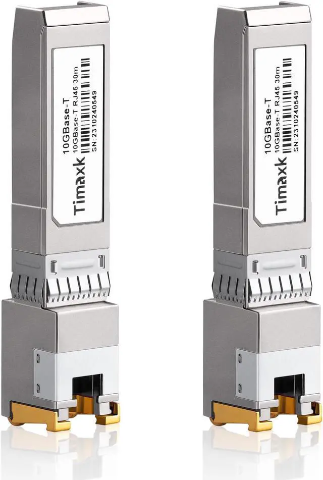 Main image of Timaxk 2 Pack 10GBase-T SFP+ to RJ-45 Transceiver, 10Gbe SFP+ Copper Ethernet Module, up to 30 Meters, Compatible with Cisco, Ubiquiti, Mikrotik, D-Link, Netgear, Qnap, Linksys and More