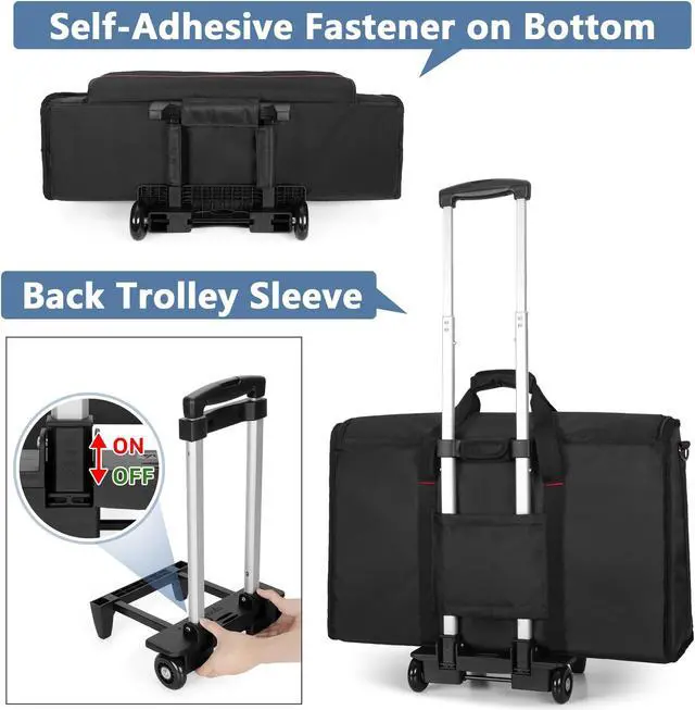 Alt view image 4 of 5 - Trunab Rolling Monitor Carry Case for 24 Inch Monitors with Detachable Trolley, Padded Monitor Bag Hold Up to 2 LCD Screens/TVs and Accessories, Black Patented Design