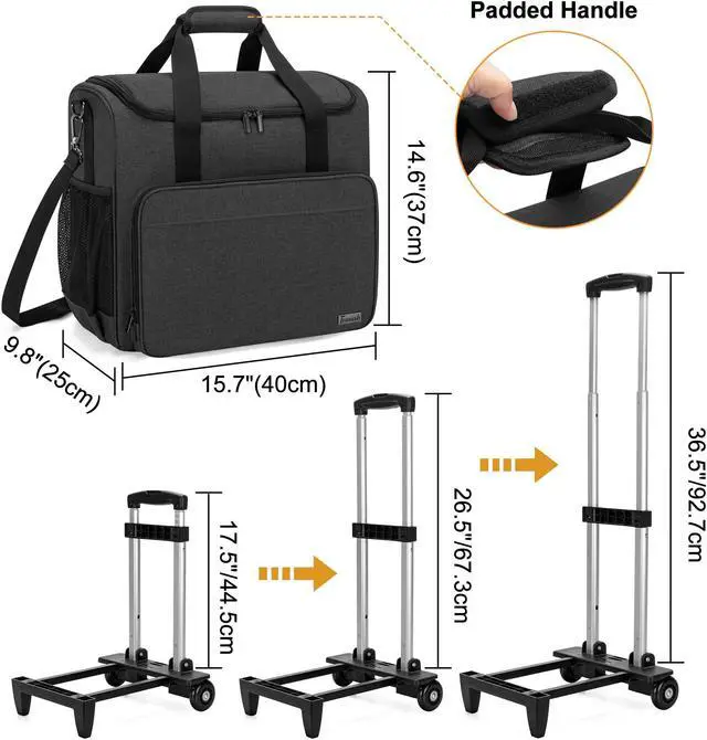 Alt view image 5 of 5 - Trunab Rolling Teacher Bag, Teacher Tote Bag with Bottom Pad and Detachable Trolley, Wheeled Teacher Bag with Padded Sleeves Holds up to 15.6" Laptop