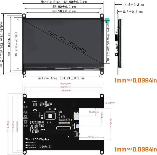 Alt view image 5 of 5 - WOWNOVA 7" Computer Sensor Panel LCD Screen PC Temperature Monitor Display Secondary Screen, PC Accessories for PC Case, Compatible with Raspberry Pi and Windows 7/8/10/11 (Touch Screen)