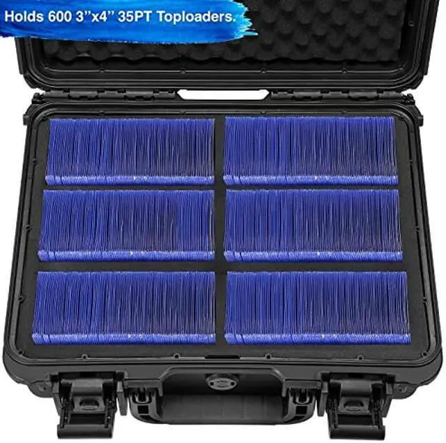 Alt view image 2 of 5 - WPGEAR Waterproof Toploader Storage Box for 3" x 4" Rigid Card Holder, Trading Card Case Holds 600 35PT Toploaders, Fit Sport Card with One Touch Magnetic Card Holder