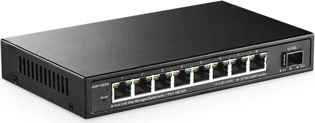 Main image of YuLinca 8 Port 2.5G Managed Switch with 10G SFP+ Slot, 8 x 2.5Gigabit Ethernet Ports, Support LACP/QOS/VLAN/IGMP, Metal Easy Web Managed Fanless Network Switch