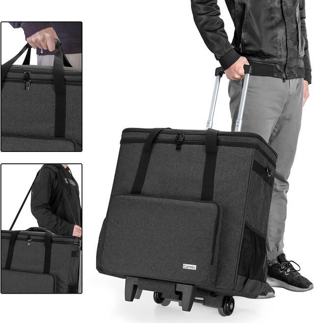 Alt view image 4 of 5 - CURMIO Desktop Computer Travel Bag, Rolling Desktop Computer Carrying Case with Wheels Double Layers Computer Tower Travel Bag with Detachable Dolly for PC Chassis, Keyboard and Mouse, Patented Design