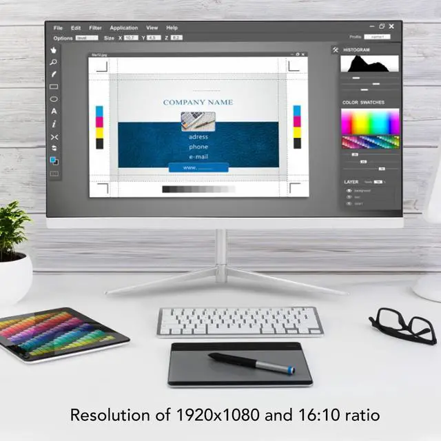 Alt view image 4 of 5 - 21.5 Inch Gaming Monitor 16:10 75Hz 1080P Slim LED Computer Display with VGA DC Port for Professional Use (US Plug)