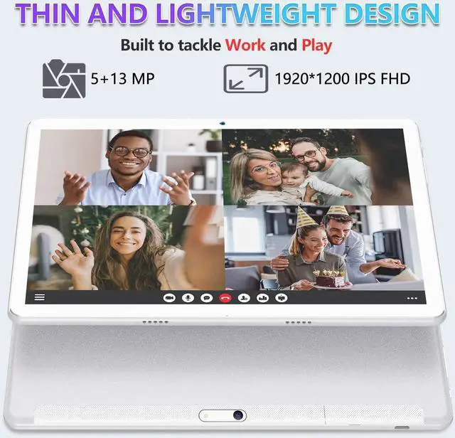 Alt view image 5 of 5 - Tablet 10.1" Octa-Core Android 11 Tablet, 64GB Storage Tableta with Keyboard, Stylus, Dual 13MP+5MP Camera, WiFi, Bluetooth, GPS, 512GB Expand Support, IPS Full HD Display
