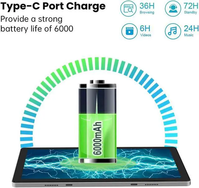 Alt view image 4 of 5 - kinstone 2023 NEW Android 12 Tablet-10.1 Inch Gaming Tablet with 13MP Dual Camera,MTK8183 Octa-Core 2.0Ghz Processor,6000mAh Battery Capacity,8GB RAM+256GB ROM,WiFi+Bluetooth 5.0