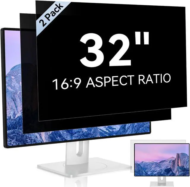 Main image of [2 Pack] 32 Inch Computer Privacy Screen Filter for 16:9 Aspect Ratio Widescreen Monitor - Anti Glare Blue Light Filter, Removable Computer Monitor Privacy Shield, Anti-Scratch 32in Protector Film