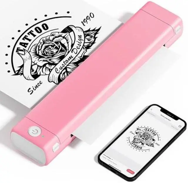Main image of Phomemo M08F Wireless Tattoo Stencil Printer, Thermal Tattoo Machine Compatible with 8.5''x11'' Transfer Paper, Bluetooth Stencil Tattooing Printer for Smartphones & PC for Tattoo Artists, Pink