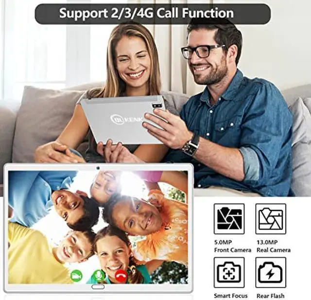 Alt view image 3 of 5 - Android 13 Tablet, 2024 Latest 2 in 1 Tablet 10.1 Inch HD, 4G Cellular Tablet with Keyboard, 64GB+4GB Storage, Octa-Core Processor, 2 Sim Slot, 13MP Camera, Mouse/Stylus/GPS/WiFi/Bluetooth (Silver)