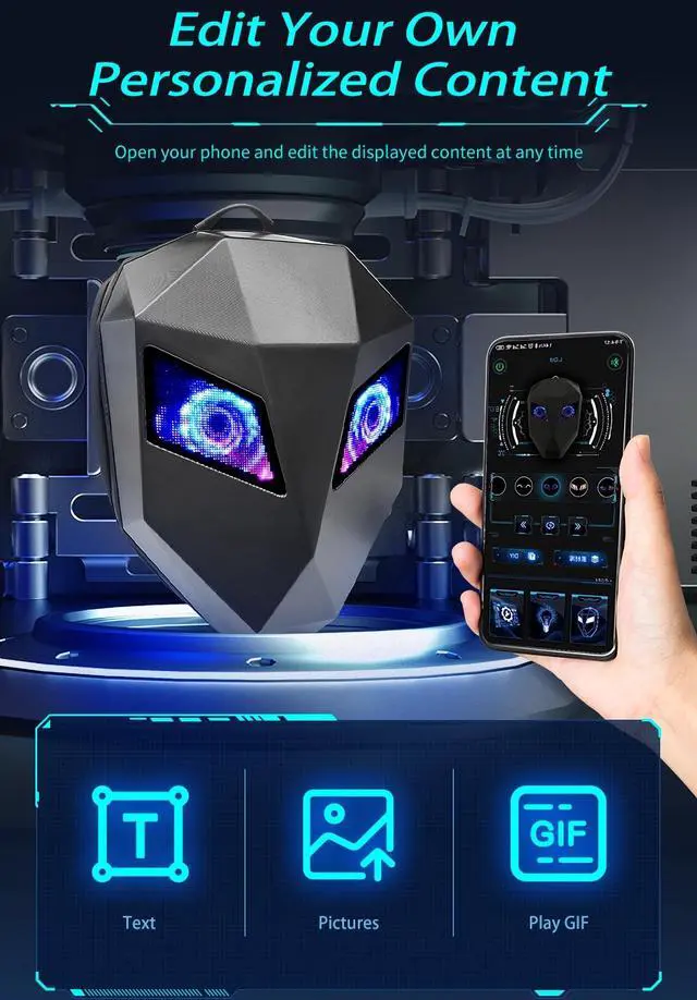 Alt view image 3 of 5 - Taysem LED Backpack with Devil Eyes that Blink, Waterproof Motorcycle Backpack for Men Cool Knight Helmet Backpacks (B)