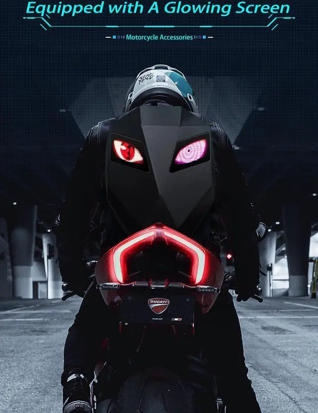 Alt view image 5 of 5 - Taysem LED Backpack with Devil Eyes that Blink, Waterproof Motorcycle Backpack for Men Cool Knight Helmet Backpacks (B)