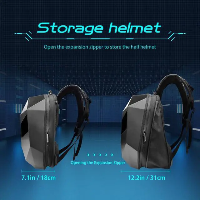 Alt view image 4 of 5 - Taysem LED Backpack with Devil Eyes that Blink, Waterproof Motorcycle Backpack for Men Cool Knight Helmet Backpacks (B)