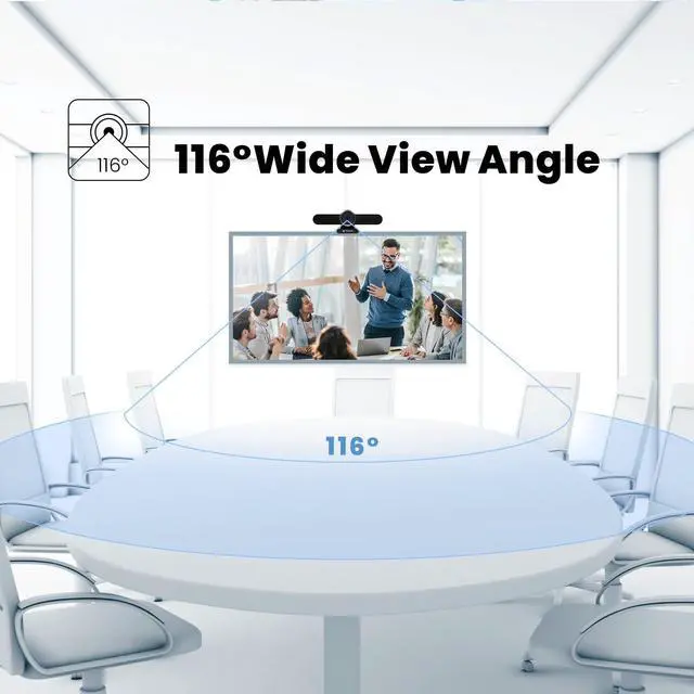 Alt view image 5 of 5 - TONGVEO 4K Webcam Conference Call TV Room Web Camera with Dual Microphones &Speaker, | All-in-One USB Video Camera, 116° Wide Angle, AI Auto Framing | Compatible with MS Teams, Zoom, OBS