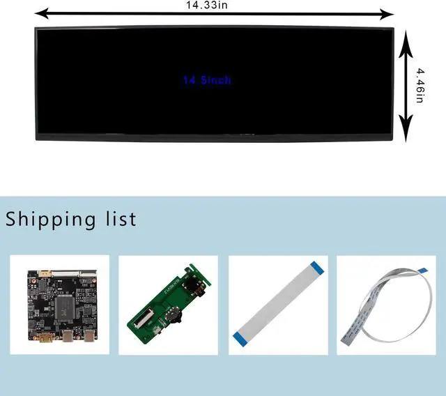 Alt view image 5 of 5 - VSDISPLAY 14.5 Inch 2560x720 2K LCD Screen VS145T-001T Display Panel with Type-C LCD Driver Board VS-AP2K for DIY Game PC Work Bar Display Panel