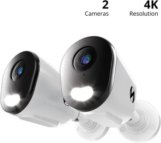 Alt view image 2 of 5 - Night Owl Add On Wired IP 4K HD Indoor/Outdoor Deterrence Cameras with 2-Way Audio (2 Pack)