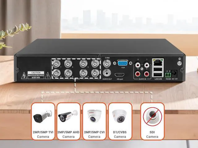 Alt view image 3 of 5 - TIGERSECU Super HD 1080P 8 Channel DVR Security Recorder with 1TB Hard Drive, Hybrid 6-in-1 CCTV DVR Recorder Compatible with 2MP and 5MP TVI, AHD, CVI, Analog, RS485 PTZ and IP Cameras