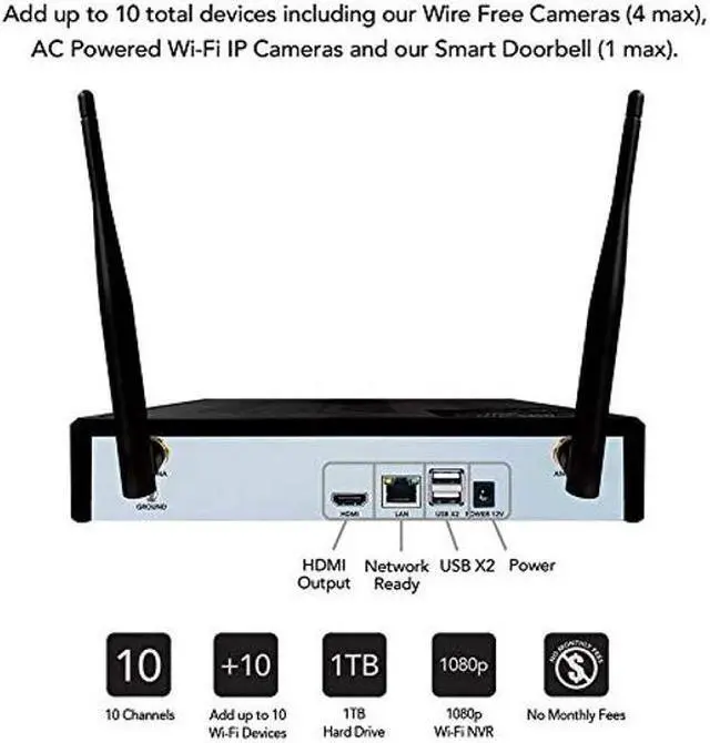 Alt view image 5 of 5 - Night Owl 1080p Wire Free Smart Security System with 3 Battery Powered 1080p HD Wi-Fi IP Indoor/Outdoor Cameras, Night Vision and 1TB Hard Drive (Expandable up to 10 Wi-Fi Cameras)