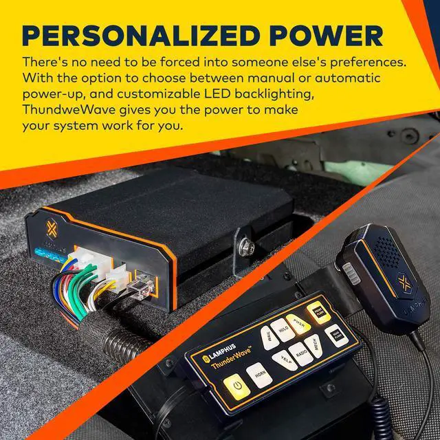 Alt view image 4 of 5 - LAMPHUS ThunderWave 200W Emergency Police Siren Kit [Remote Controller][2x15A Switches][Hands-Free Air Horn][3.5mm Input][Radio Rebroadcast] Warning PA System for Emergency Vehicles Trucks UTV POV