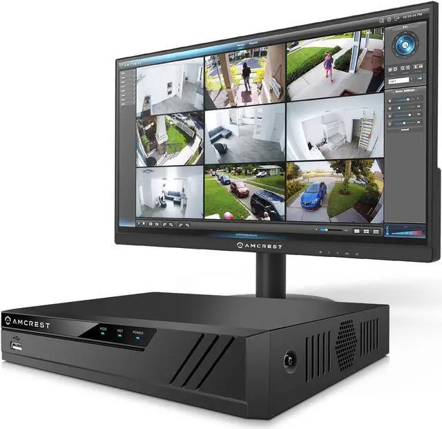 Main image of Amcrest NV4108E-A2 4K 8CH POE NVR POE Network Video Recorder - Supports up to 8 x 8MP/4K IP Cameras, Supports up to 10TB HDD (Not Included) with 24/7 Surveillance Video Monitor AM-LM22