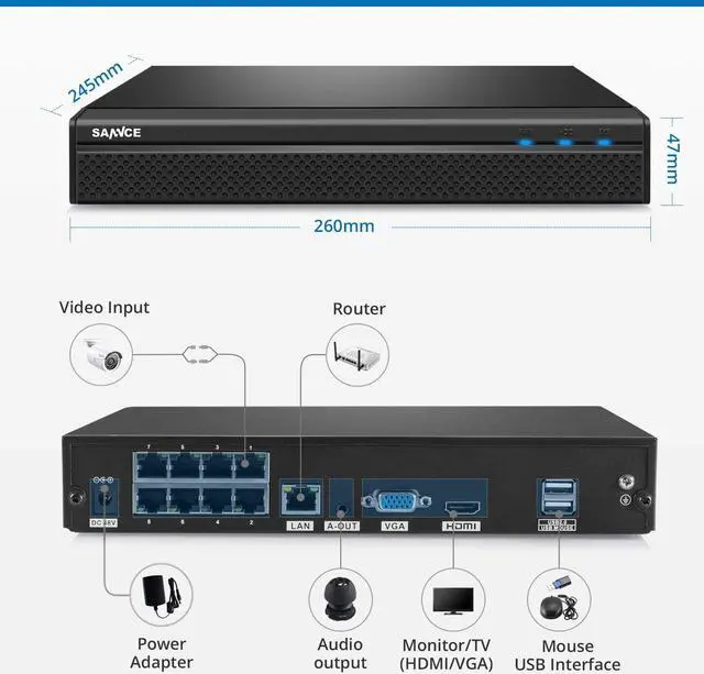 Alt view image 3 of 5 - SANNCE 4K POE CCTV Home Security Camera System 8CH POE NVR Recorder, 4X 5MP Outdoor Metal IP Cam 5MP Resolution, Power Over Ethernet, Easy Mobile Access with APP Alert