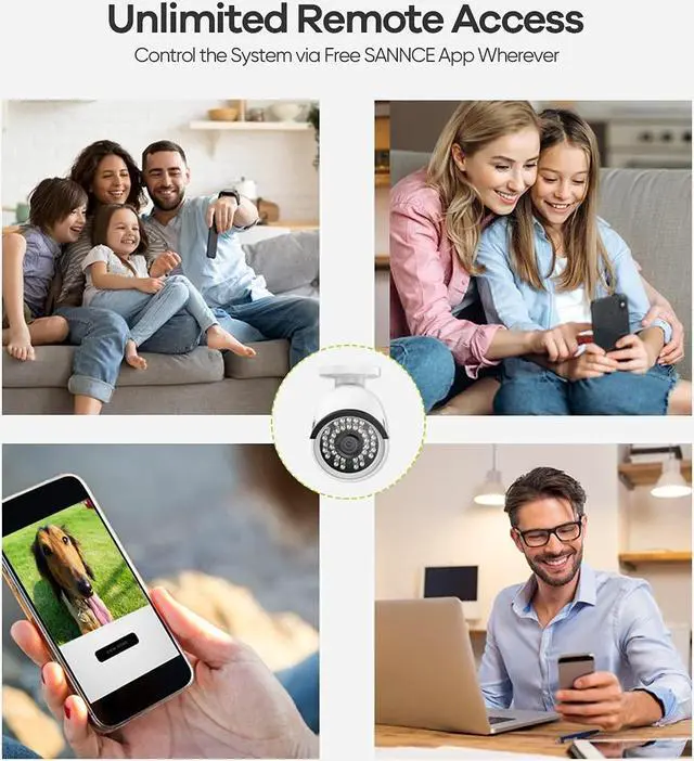 Alt view image 5 of 5 - SANNCE 4K POE CCTV Home Security Camera System 8CH POE NVR Recorder, 4X 5MP Outdoor Metal IP Cam 5MP Resolution, Power Over Ethernet, Easy Mobile Access with APP Alert