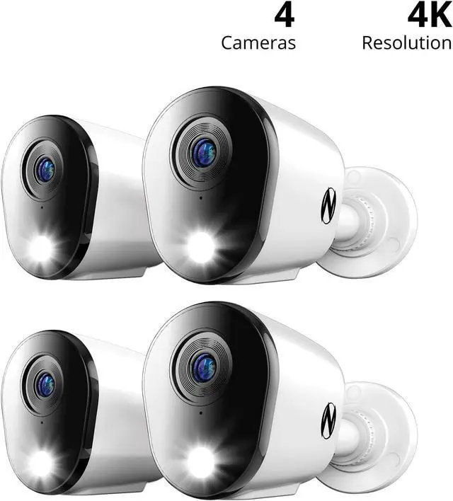 Alt view image 2 of 5 - Night Owl Add On Wired 4K HD Indoor/Outdoor Deterrence Cameras with 2-Way Audio (4-Pack) (Requires Compatible DVR - Sold Separately) (4 Camera)
