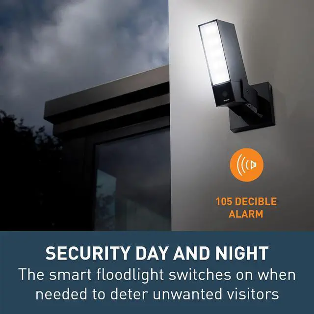Alt view image 3 of 5 - Security Camera Outdoor by Netatmo, Wireless Smart Security Camera, Built in 105 Decibal Alarm, WiFi Enabled, Integrated Floodlight and Movement Detection, NOCSUS