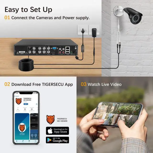 Alt view image 4 of 5 - TIGERSECU 1080P 8-Channel 4 Dome Cameras DVR Security Bundle with 1TB HDD