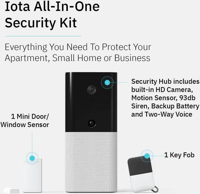Alt view image 2 of 5 - Abode Iota All-in-One Security Kit with Integrated Camera, Alarm, Key Fob, Motion & Door/Window Sensors - DIY Installation - Optional Professional Monitoring - Works with HomeKit, Alexa & Google Home