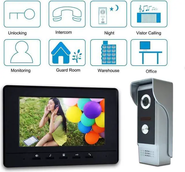 Alt view image 4 of 5 - AMOCAM Video Intercom System,7 Inches Monitor Wired Video Door Phone Kits + Electronic Door Lock + 150FT RVV4 Wire for Video Doorbell System
