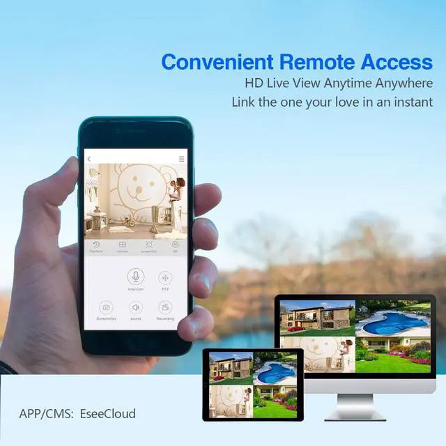 Alt view image 3 of 5 - 10CH Expandable Wireless Security Camera System with 10.1" Monitor 4pcs 3MP Indoor Outdoor Camera 1-Way Audio Night Vision Motion Detection Home Business CCTV Surveillance 1TB HDD