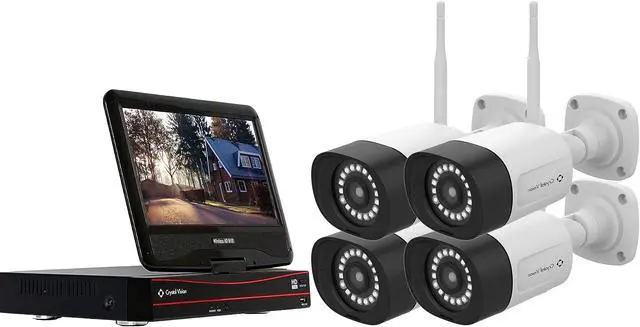 Main image of 8CH Crystal Vision Floodlight & Two Way Audio, Panic Siren Button Kit (4X Floodlight Audio Camera)
