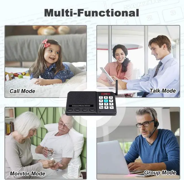 Alt view image 3 of 5 - 8 Pack Intercom System for Home Business House Office
