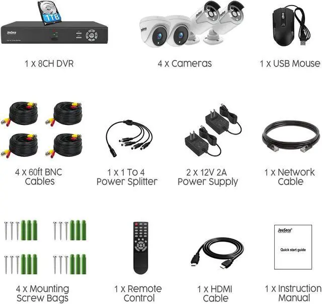 Alt view image 2 of 5 - 8CH Home Security Camera System with 1TB HDD, 5MP Lite DVR, 1080P Indoor/Outdoor Wired Surveillance CCTV, Day Night Vision Bullet Dome Cameras for 24-7 Recording, Motion Detection