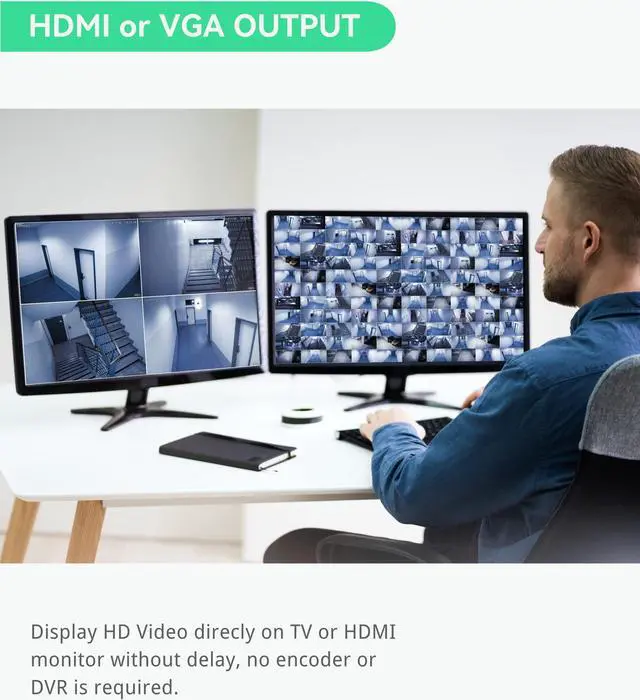 Alt view image 3 of 5 - LINOVISION HD1080P HDMI Security Camera with HDMI or VGA Output, Display HD Video Directly on TV or HDMI Monitor Without Delay, HDTVI Loopout for Continuous Recording in DVR, 2.8mm Fixed Lens