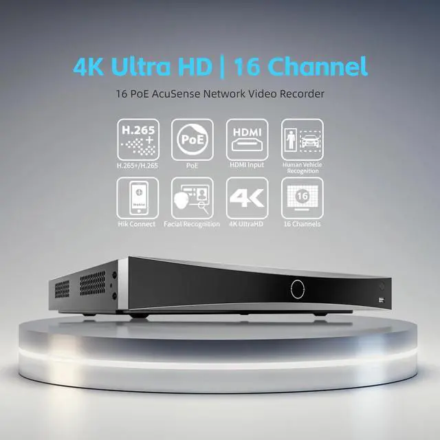 Alt view image 2 of 5 - DS-7616NXI-K2/16P 16CH 4K 16 Channel PoE AcuSense NVR Network Video Recorder Human/Vehicle Detection Compatible with HIK IP Camera/Hik-Connect(International English Version No HDD)
