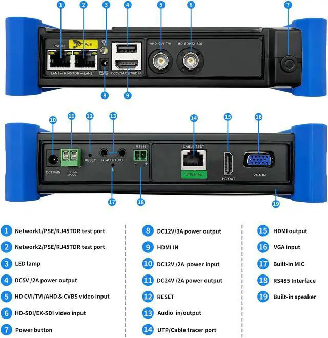 Alt view image 3 of 5 - Rsrteng CCTV Tester,IPC-7600CADHS Plus 8K 32MP IP Camera Tester with Cable Tracer 4K 8MP AHD CVI TVI SDI CVBS Coaxial Camera Tester 7" Touch Screen Monitor Support HDMI VGA TDR WiFi Audio POE RS485