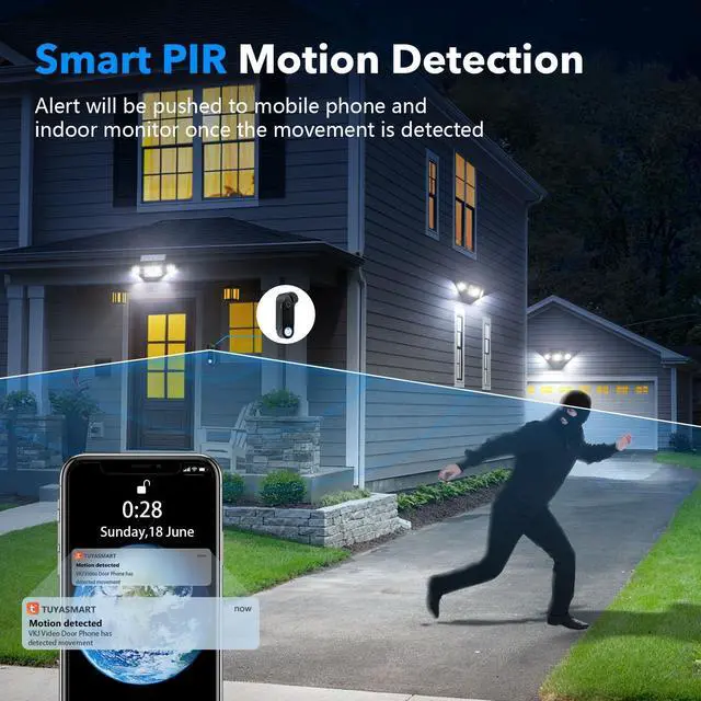 Alt view image 5 of 5 - VKJ Wireless Doorbell Camera with Monitor Screen, Video Doorbell with 8" Touch Monitor Screen, Wireless Video Doorbell Intercom System, 1080p, Motion Detector, No Monthly Fees, Tuya APP 2.4G/5G