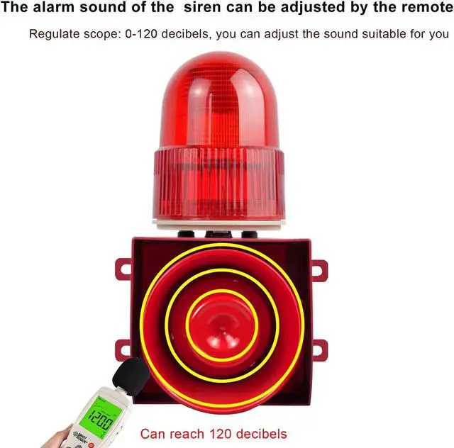 Alt view image 4 of 5 - Y DIANS S Motion Detection Siren Alarm 120dB Loud Horn Motion Sensor with Strobe Light and Remote Control for Factories, Warehouses and Docks, 25 Watts AC110