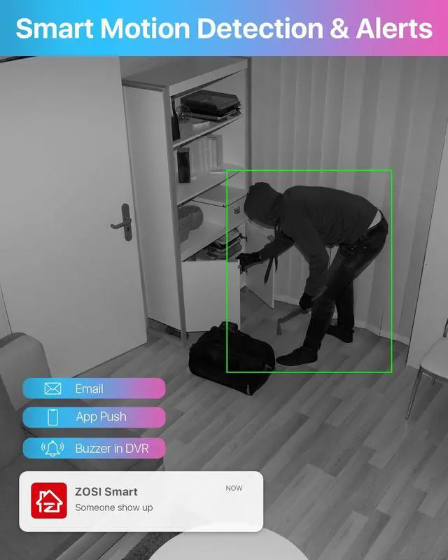 Alt view image 3 of 5 - ZOSI 3K Lite 8CH Security Camera System with 1TB HDD,AI Human/Vehicle Detection,80ft Night Vision,H.265+ 8 Channel 1080P HD-TVI DVR Recorder,8pcs 1920TVL Weatherproof CCTV Dome Cameras Indoor Outdoor