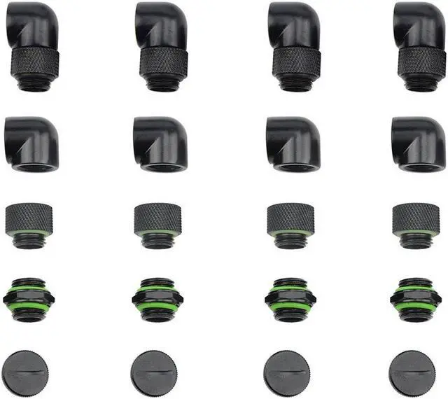 Main image of BXQINLENX 20 PCS Silver Chrome G1/4" Plug Fittings for Computer Water Cooling System (Black)