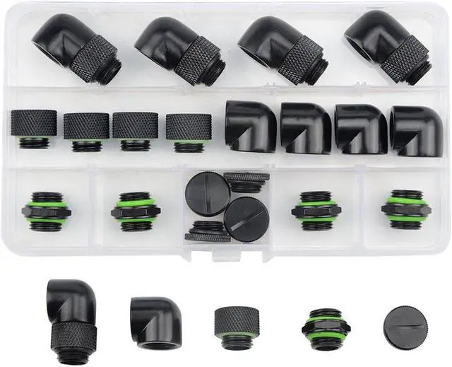 Alt view image 2 of 5 - BXQINLENX 20 PCS Silver Chrome G1/4" Plug Fittings for Computer Water Cooling System (Black)