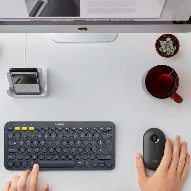 Alt view image 2 of 5 - Logitech K380 Bluetooth Keyboard - Windows, Mac, Chrome OS, Android, iPad, iPhone, Apple TV Compatible - with Flow Cross, Dark Grey, Bulk Packaging