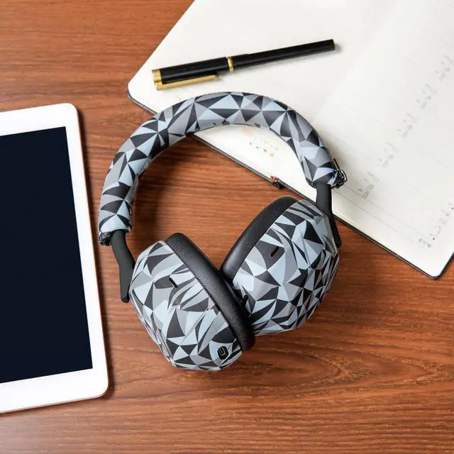Alt view image 3 of 5 - WC SweatZ and ShellZ Protective Covers Bundle for Sony WH1000XM5 Headphones by Wicked Cushions | Geo Grey