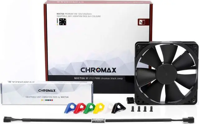 Alt view image 2 of 5 - Noctua NF-F12 PWM chromax.Black.swap, Premium Quiet Fan, 4-Pin (120mm, Black)