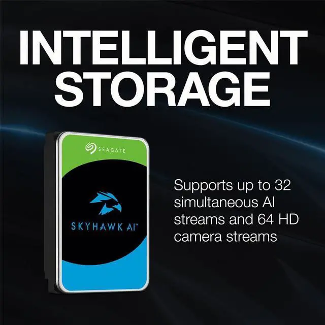 Alt view image 3 of 5 - Seagate Skyhawk AI 24TB Video Internal Hard Drive HDD - 3.5 Inch SATA 6Gb/s 512MB Cache for DVR NVR Security Camera System with in-House Rescue Services (ST24000VE002)
