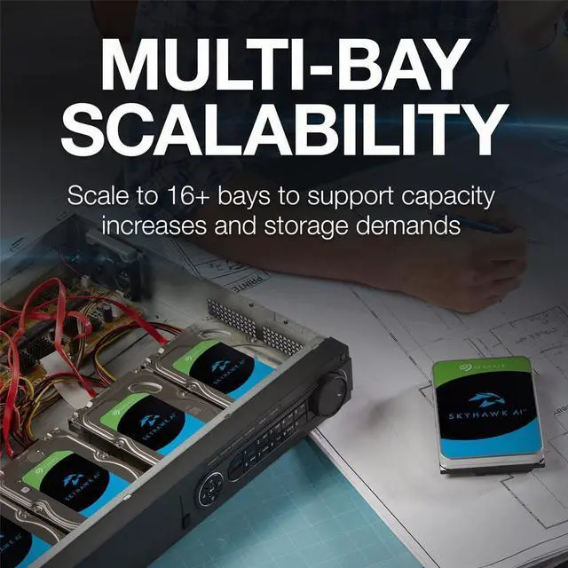 Alt view image 5 of 5 - Seagate Skyhawk AI 24TB Video Internal Hard Drive HDD - 3.5 Inch SATA 6Gb/s 512MB Cache for DVR NVR Security Camera System with in-House Rescue Services (ST24000VE002)