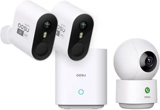 Main image of AOSU 2K WirelessCam Pro System 2-Cam-Kit + 2K Indoor Camera (Indoor Camera Doesn't Connect to Pro's Homebase)