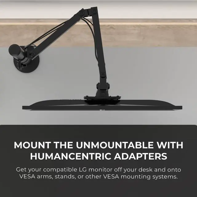 Alt view image 5 of 5 - HumanCentric VESA Mount Adapter Compatible with LG Monitors 24MP58VQ, 24MP58VQ-P, 24MP59HT, 24MP59HT-P, and 24MP60VQ, Mounts Monitor to VESA Stand, Arm or Desk Mount with 75x75 or 100x100 mm Pattern