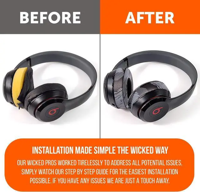Alt view image 4 of 5 - WC Extra Thick Replacement Earpads for Beats Solo 2 & 3 by Wicked Cushions - Ear Pads for Beats Solo 2 & 3 Wireless ON-Ear Headphones - Soft Leather, Luxury Memory Foam, Strong Adhesive | Anthracite
